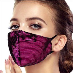 Fuchsia Sparkling Sequin Face Mask